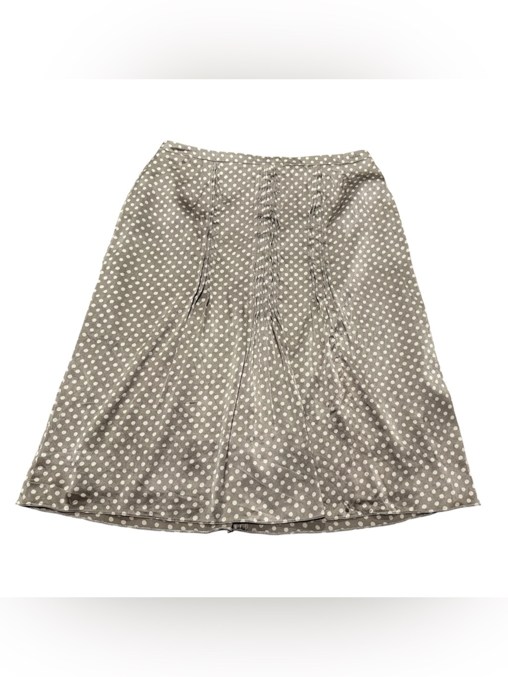 Rene Lezard Brown & White Polka Dot Silk Skirt EU Size 38 US Size 6